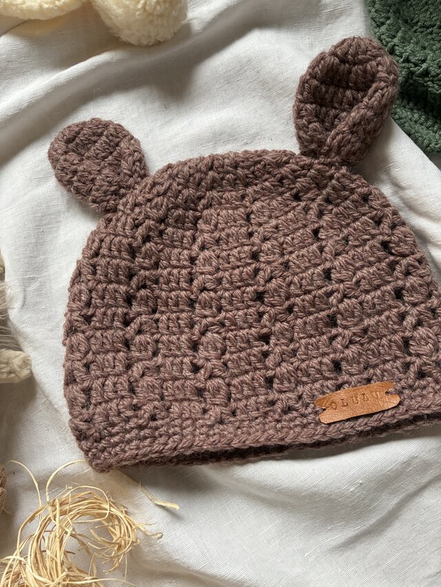 kid's くまちゃんニット帽 ブラウン | iichi 日々の暮らしを心地よく