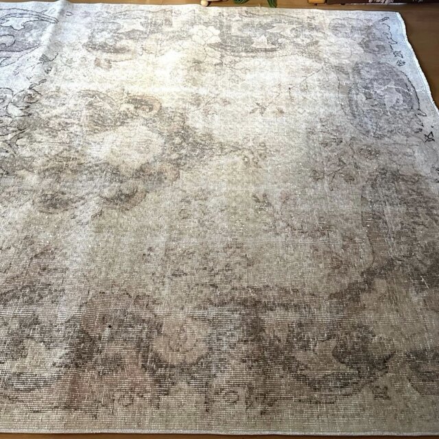 大判160×257 擦れシャビー 色むら メダリオン トルコヴィンテージラグ
