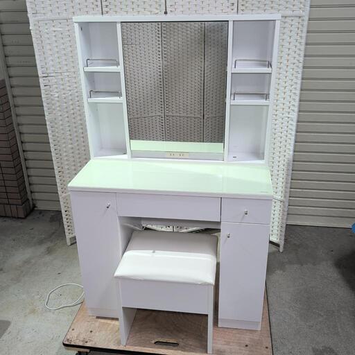 美品】ニトリ 両袖ドレッサー コナ2 (WH/ホワイト) 鏡台 (リサイクロン