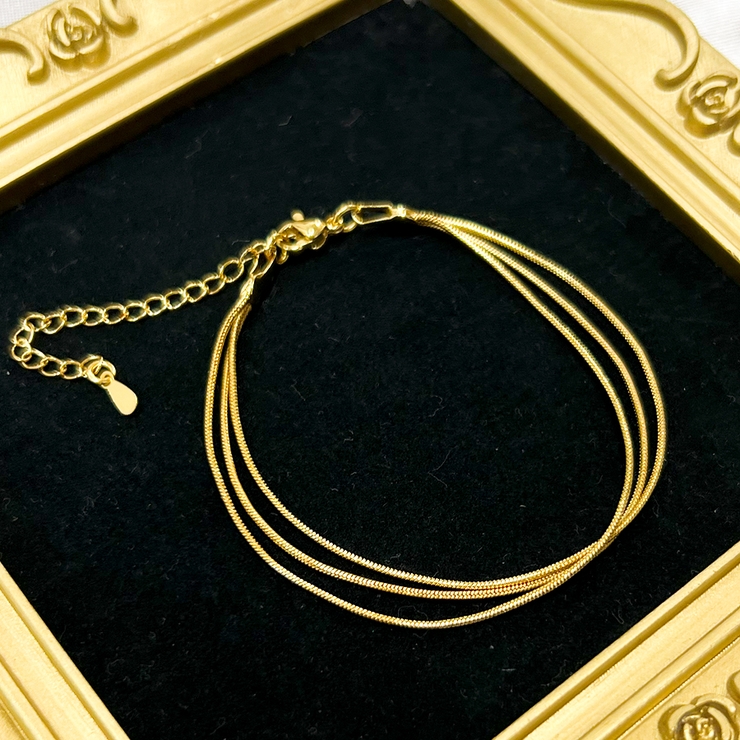 3連シンプルブレスレット 3連チェーン ブレスレット[品番：DMHU0003686