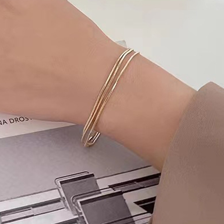 3連シンプルブレスレット 3連チェーン ブレスレット[品番：DMHU0003686