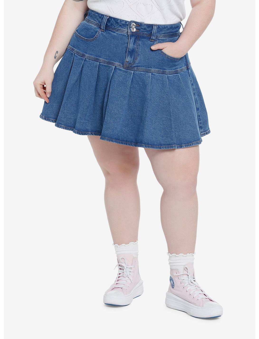 Sweet Society Pleated Denim Mini Skirt Plus Size | Hot Topic