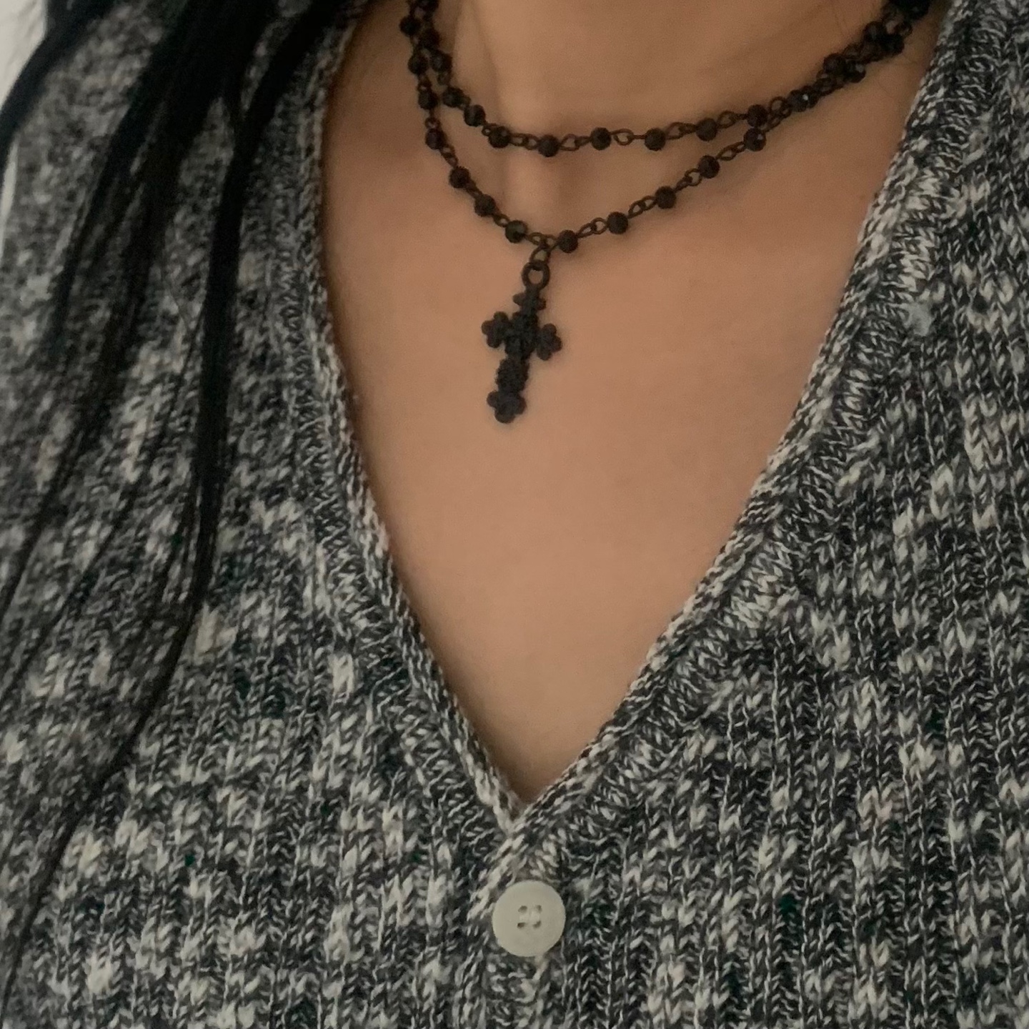 ブラック十字架ダブルビーズネックレス | ファッション通販サイト NUGU