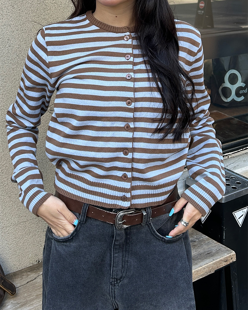 バイカラーボーダーカーディガン | ファッション通販サイト NUGU