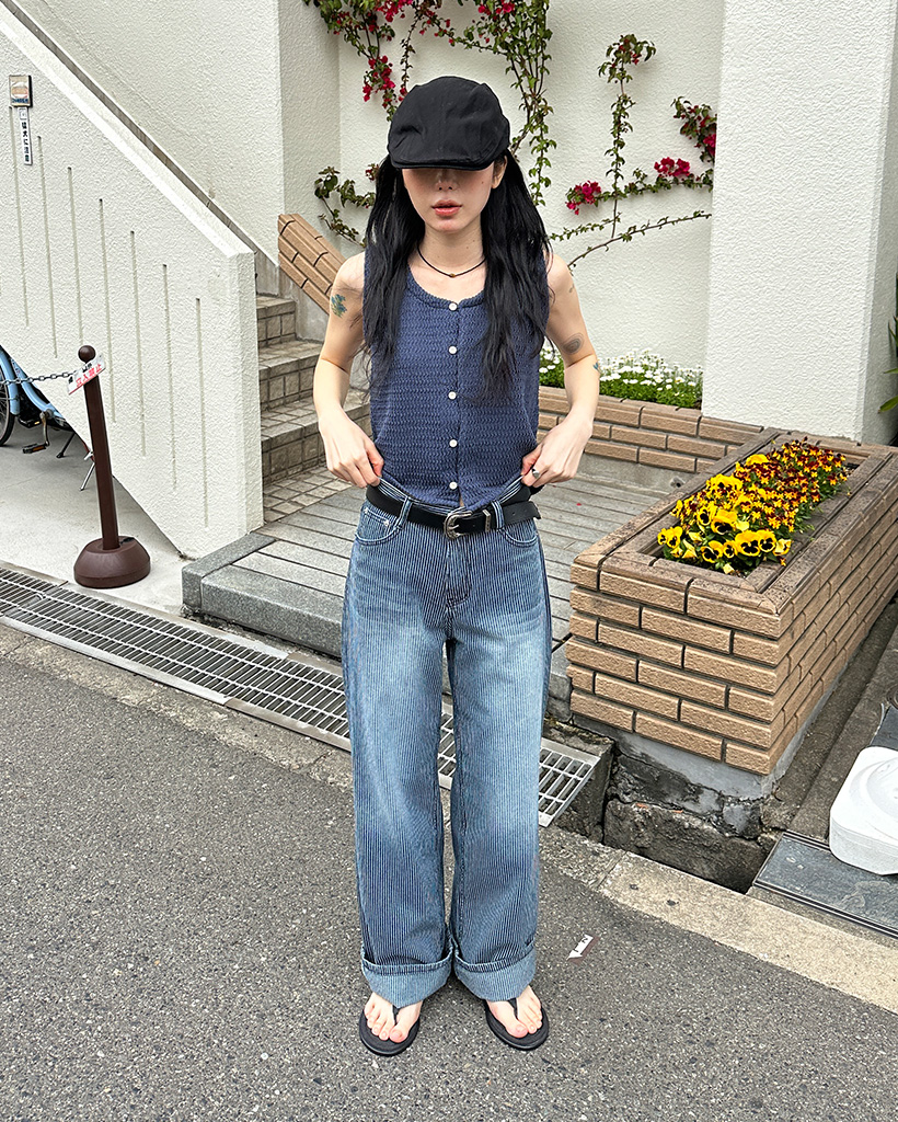 ストライプデニムワイドパンツ | ファッション通販サイト NUGU