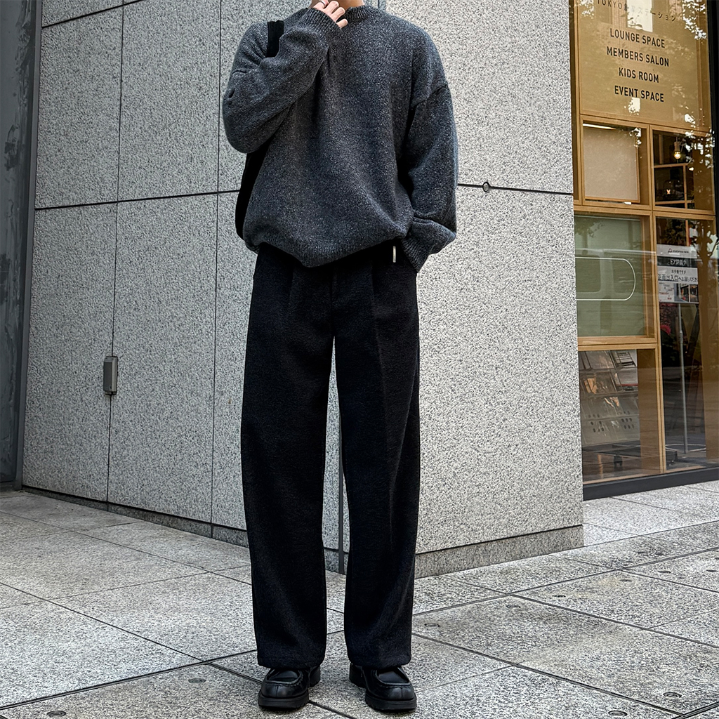 裏起毛タック入りワイドスラックス | ファッション通販サイト NUGU