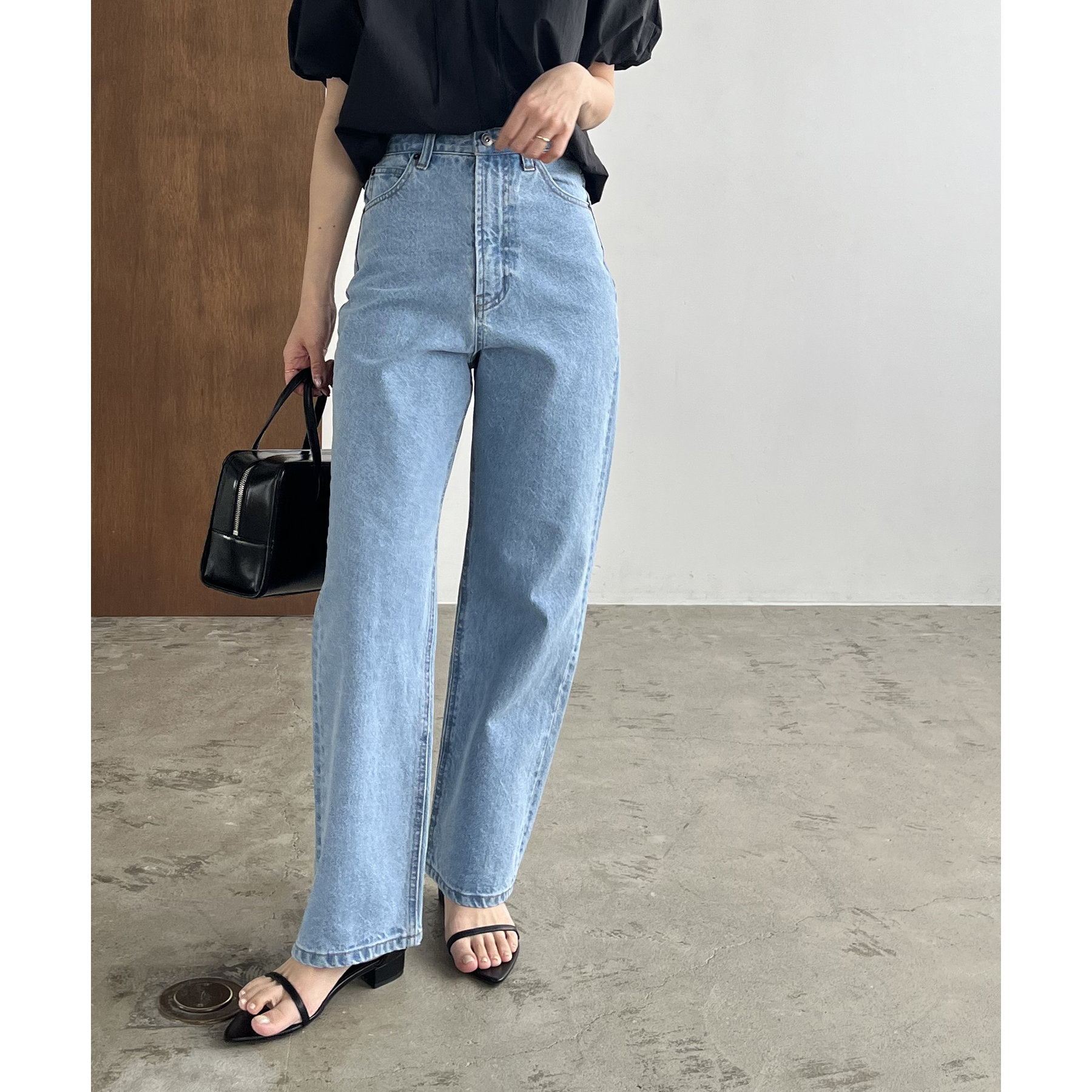 新色追加/ライトブルー】13ozハイウエストストレートデニム