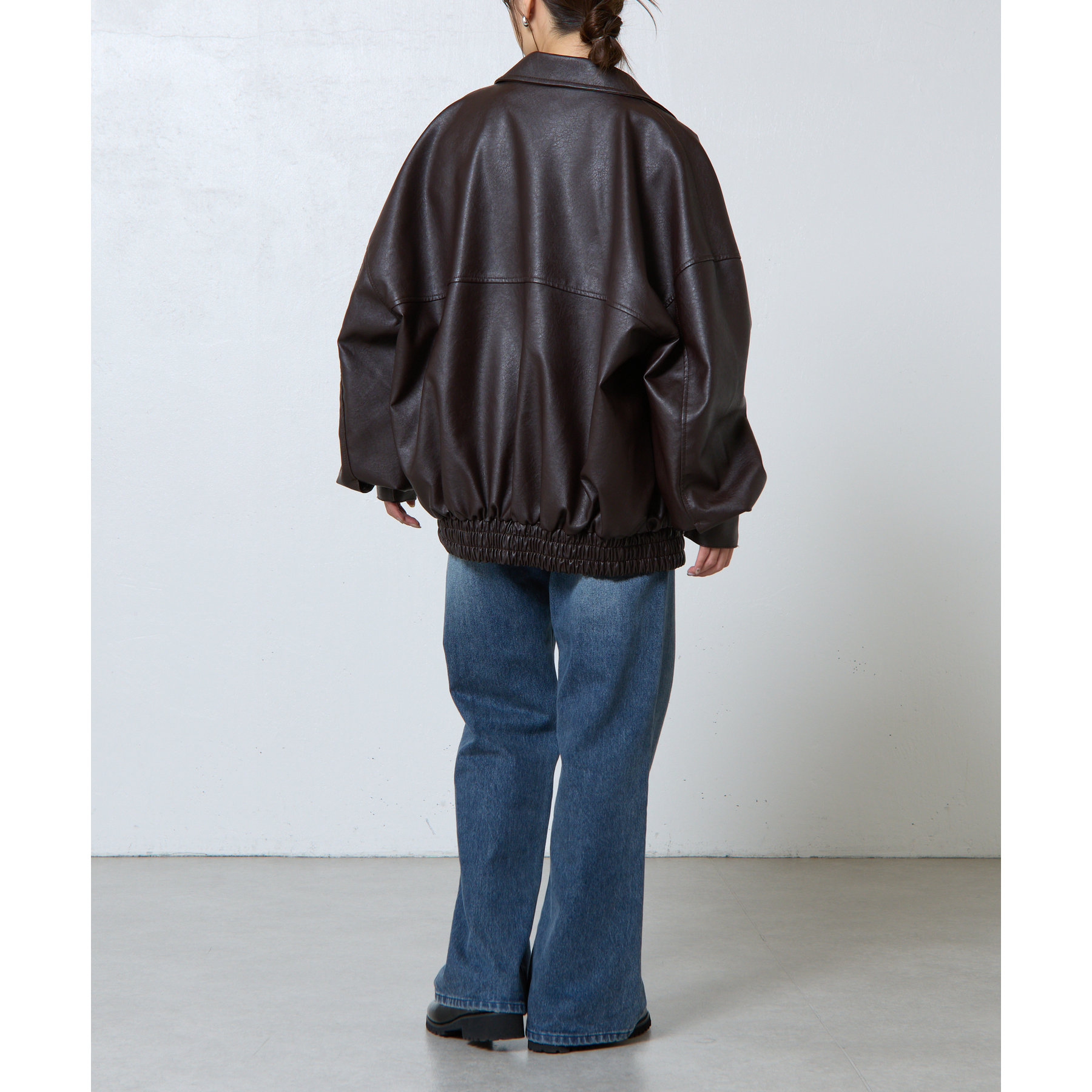 着用動画あり/WEB限定カラー】フェイクレザーオーバーブルゾン