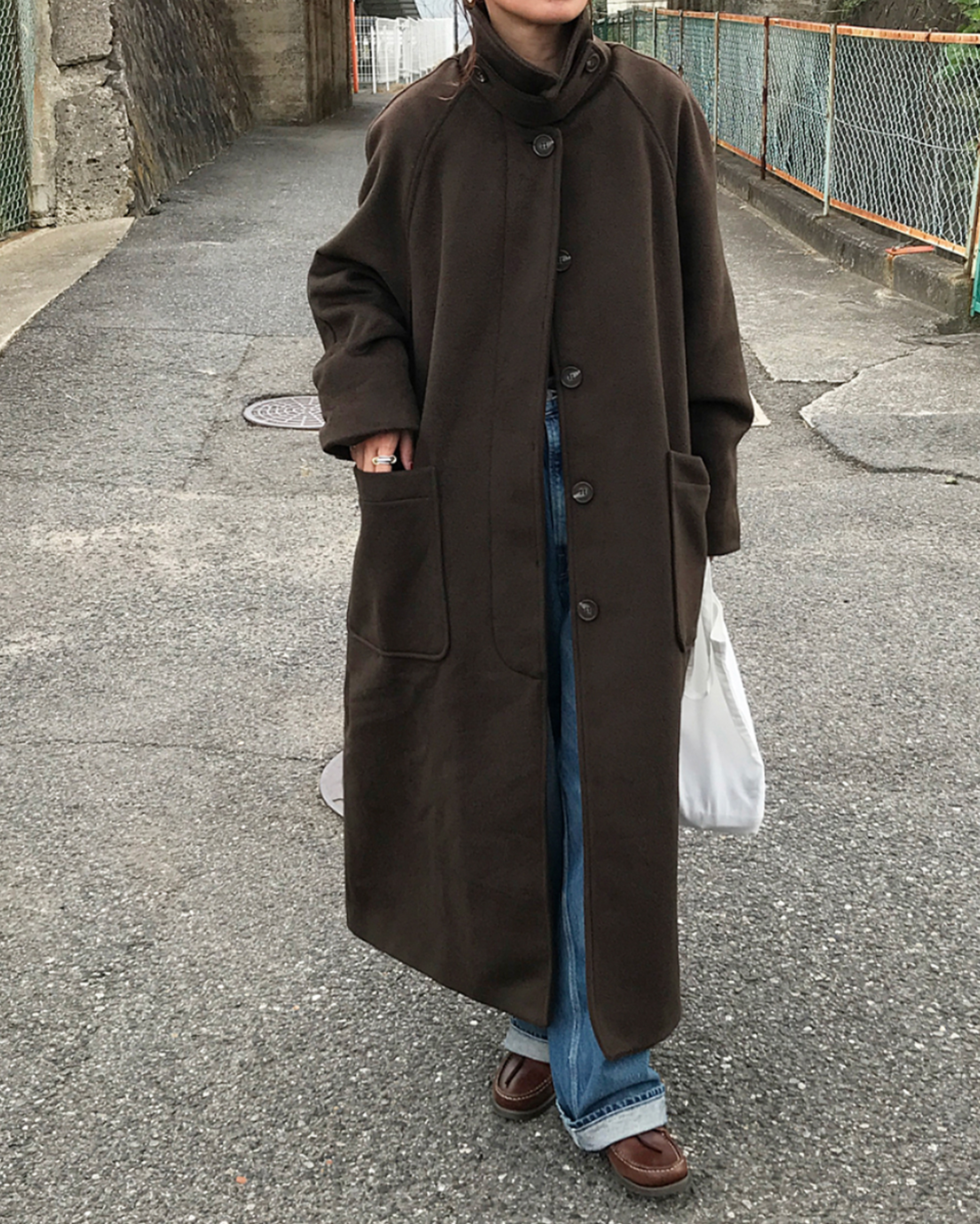 2回再販](ORIGINAL) ラグランシングルロングコート | ファッション通販