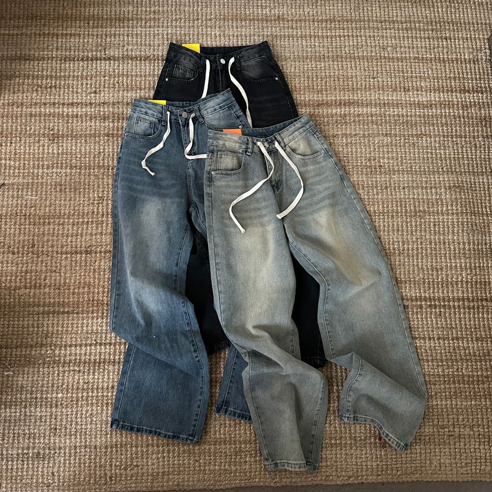 ウエスト紐ワイドデニムパンツ | ファッション通販サイト NUGU