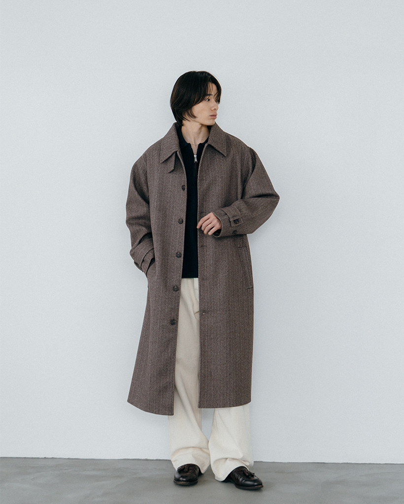 ORIGINAL) ヘリンボーンシングルロングコート (brown) | ファッション