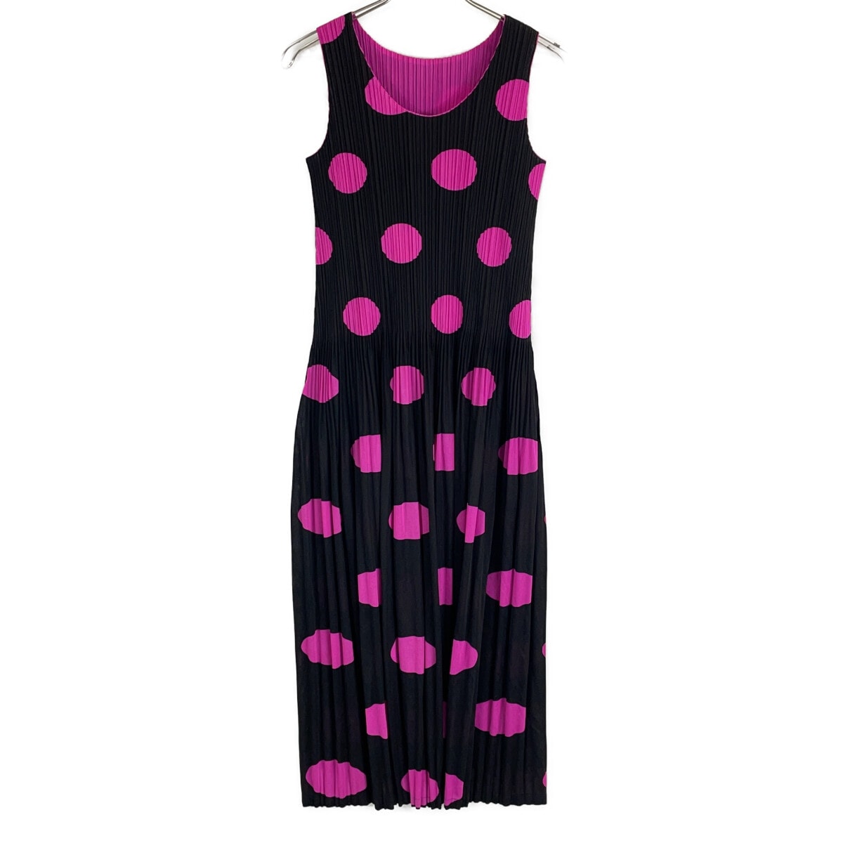 A (未使用に近い)】プリーツプリーズ ﾌﾞﾗｯｸ/ﾋﾟﾝｸ ﾄﾞｯﾄ PP01-JH873