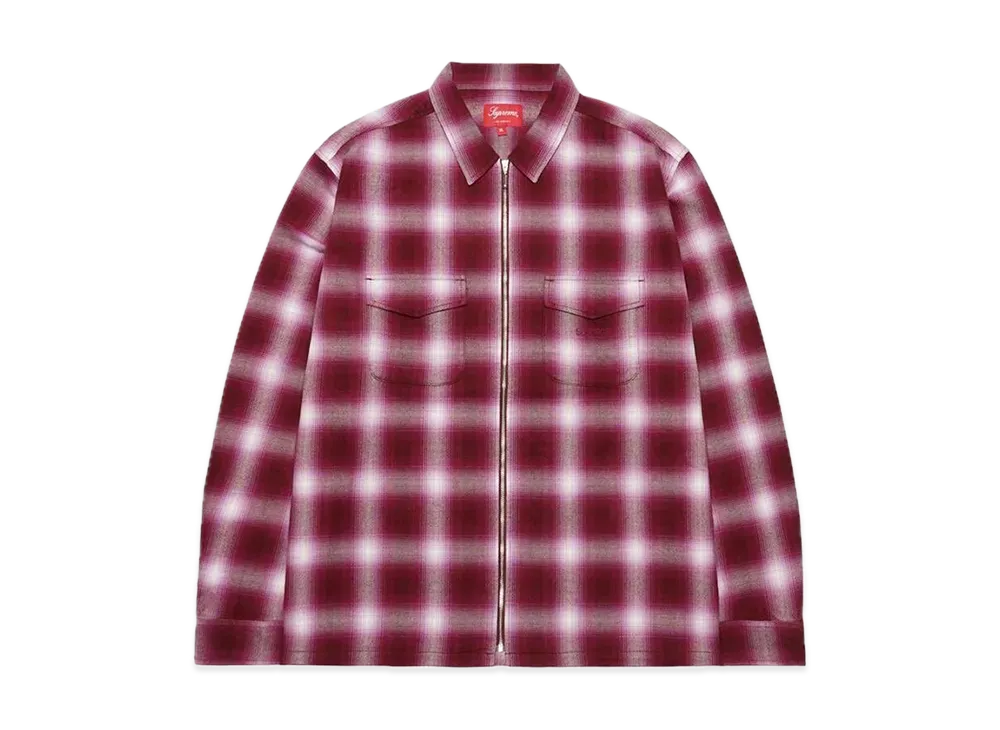 Supreme Shadow Plaid Flannel Zip Up Shirt 