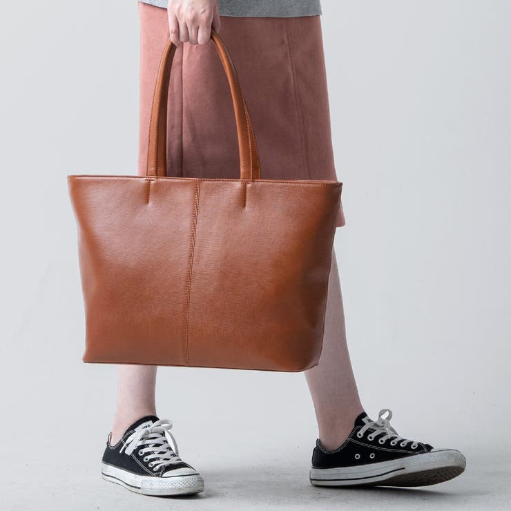 本革 サフィアーノレザー シンプル トートバッグ[品番：MURB0000091