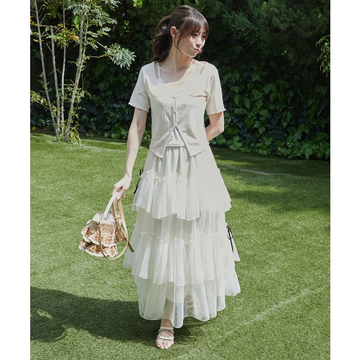 チュールギャザーティアードスカート[品番：CTYW0004500]｜MAJESTIC