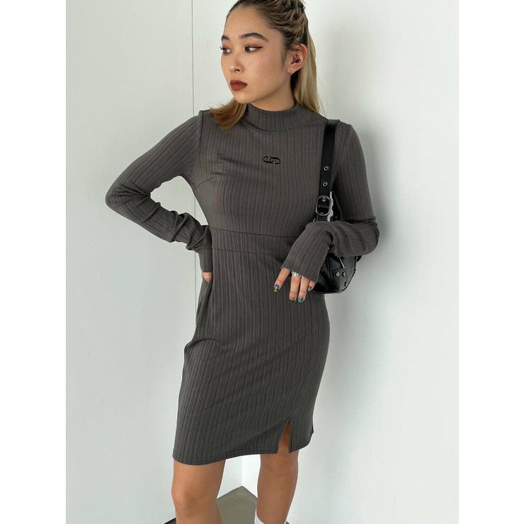 ハイネックスリットミニワンピース[品番：MKSW0049267]｜EMODA（エモダ