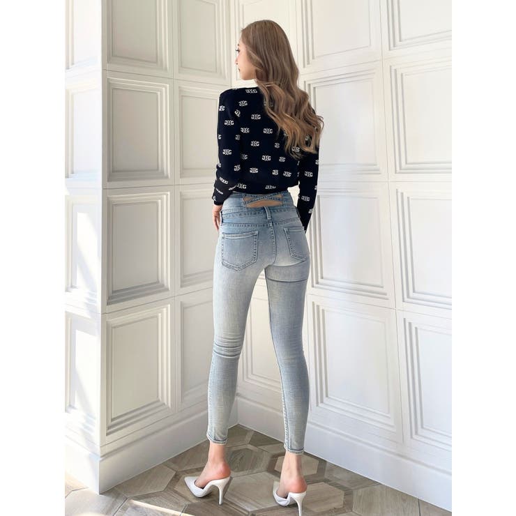 ハイウエストウエストクロススキニーデニムパンツ[品番：MKSW0060974