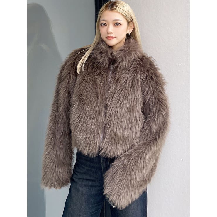 フェイクファーW ZIPショートコート[品番：MKSW0062648]｜GYDA