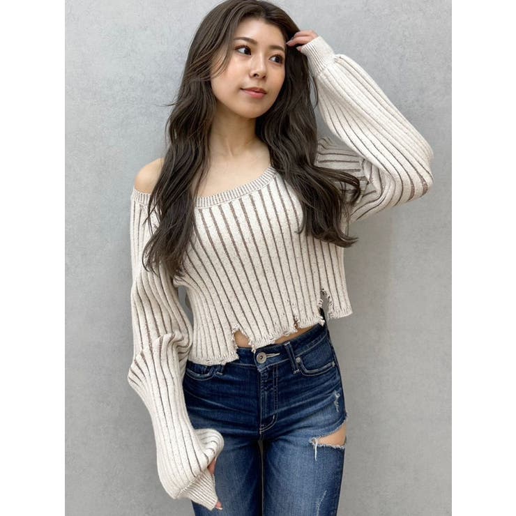 バイカラー2WAYニットトップス[品番：MKSW0061660]｜GYDA（ジェイダ