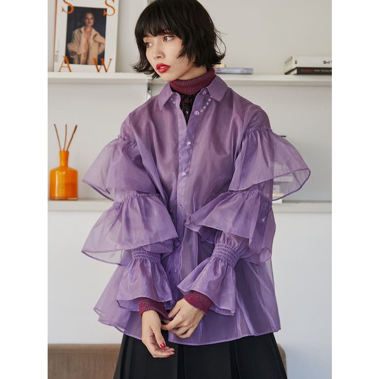 シアーティアードフリルシャツ[品番：MKSW0051735]｜jouetie