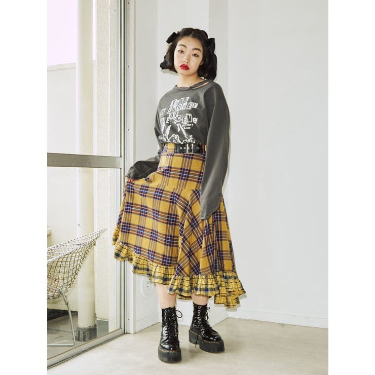 クレイジーチェックフリルスカート[品番：MKSW0052227]｜jouetie