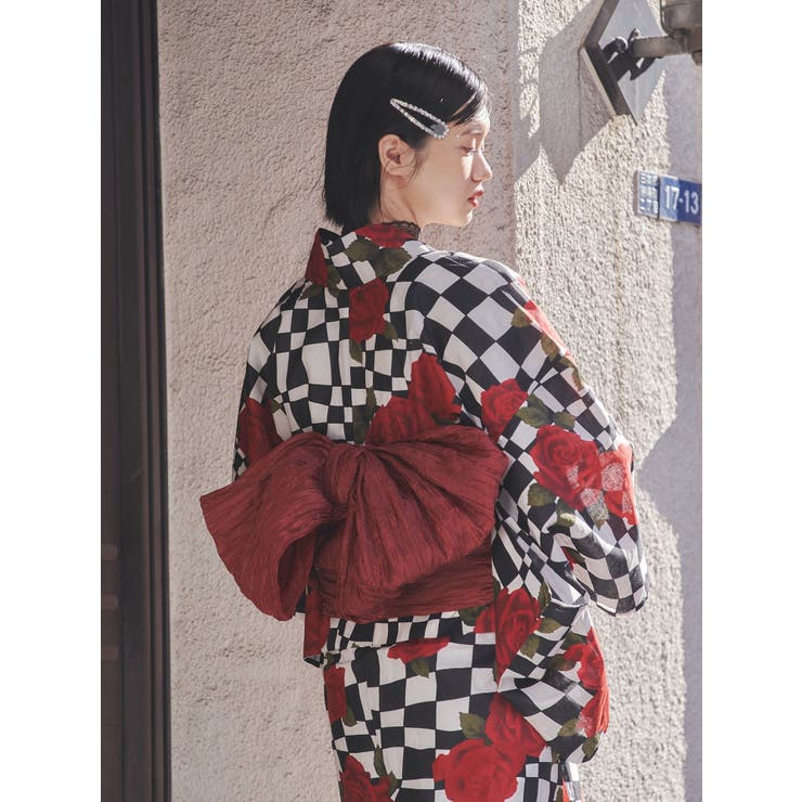 jouetieオリジナル】ローズチェッカーセパレート浴衣セット[品番