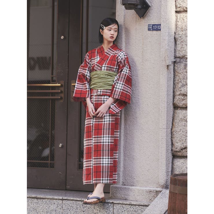 jouetieオリジナル】タータンチェックセパレート浴衣セット[品番