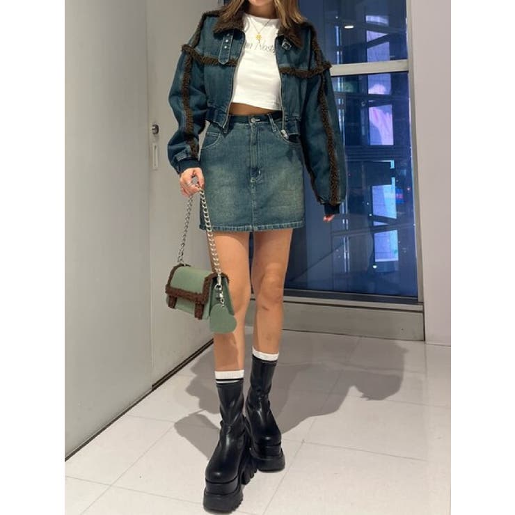 期間限定！SET FAIR】デニムボアブルゾン×デニムボアミニスカート[品番