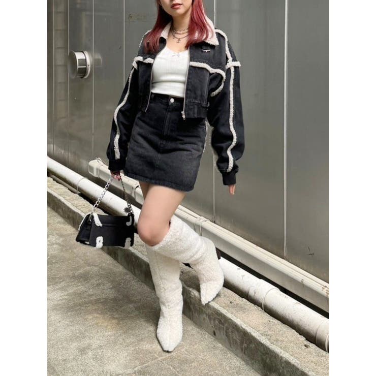 期間限定！SET FAIR】デニムボアブルゾン×デニムボアミニスカート[品番