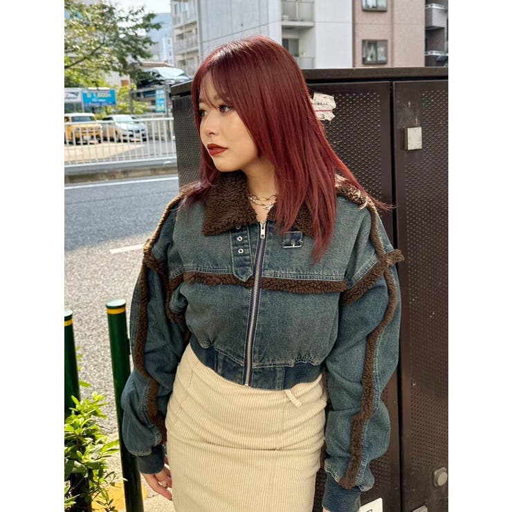 期間限定！SET FAIR】デニムボアブルゾン×デニムボアミニスカート[品番