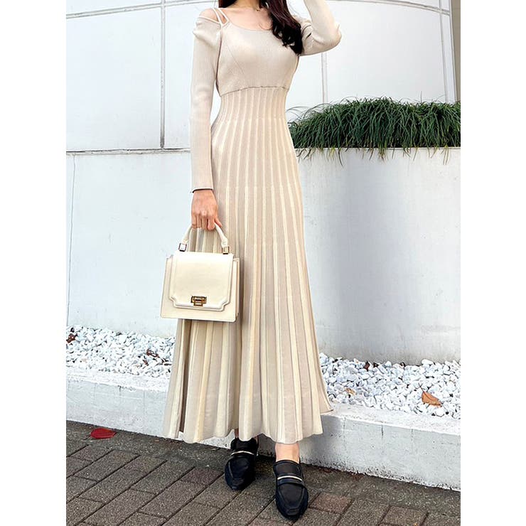 レイヤードプリーツニットワンピース[品番：MKSW0048673]｜MERCURYDUO