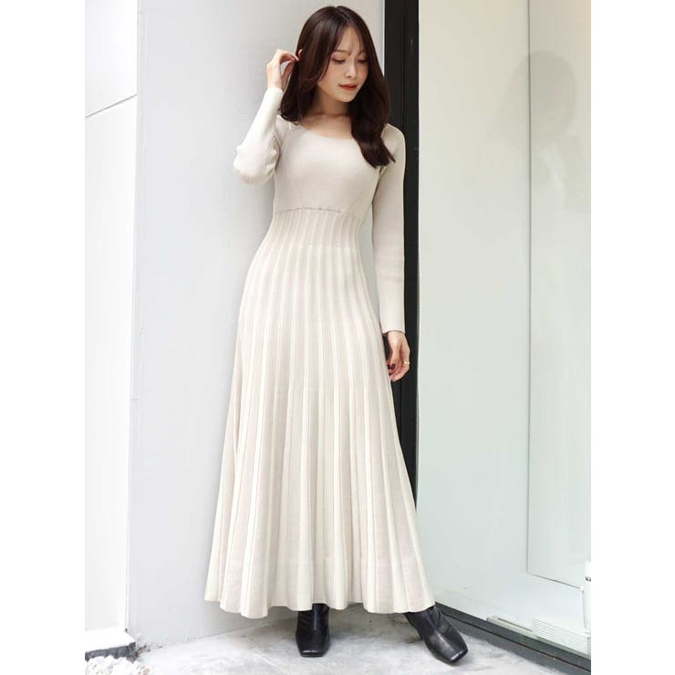 レイヤードプリーツニットワンピース[品番：MKSW0048673]｜MERCURYDUO