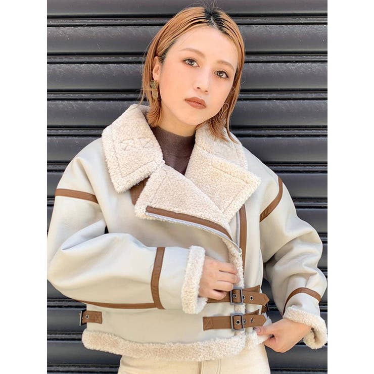 ONLINE限定】ベルトフェイクムートンブルゾン[品番：MKSW0040845