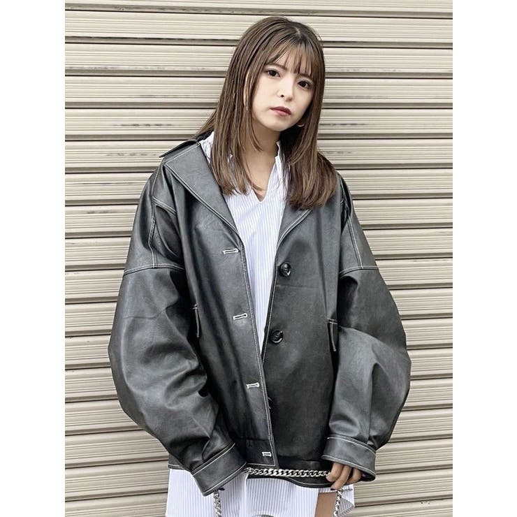 フェイクレザーミドルジャケット[品番：MKSW0061127]｜MURUA（ムルーア