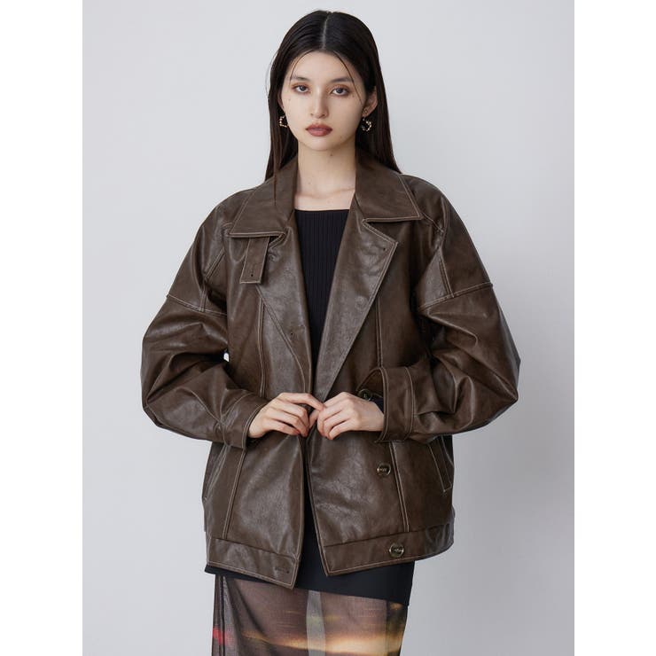 スタンドネックフェイクレザージャケット[品番：MKSW0065726]｜MURUA