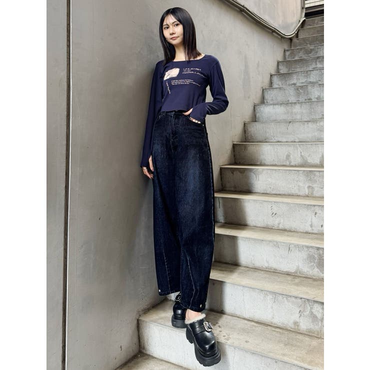 フロッキーバレルレッグデニム【セット販売対象】[品番：MKSW0065721