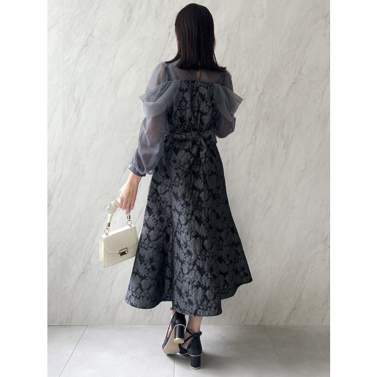 シアーベールセミフレアワンピース[品番：MKSW0060758]｜dazzlin