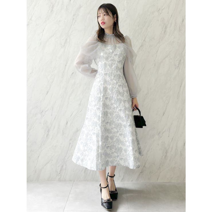 シアーベールセミフレアワンピース[品番：MKSW0060758]｜dazzlin