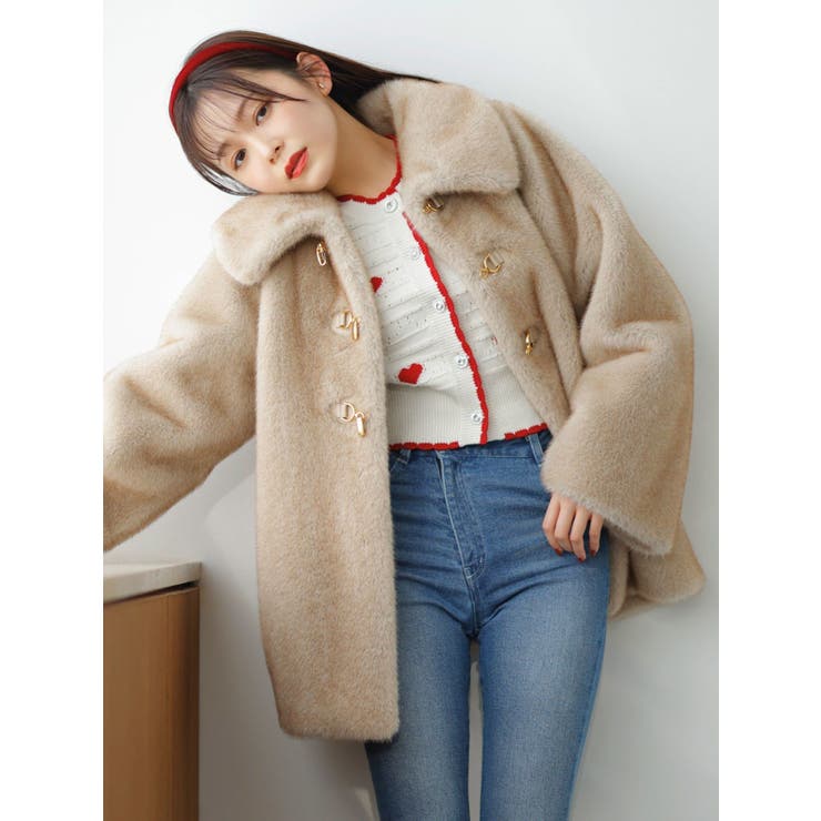 ビットフェイクファーミドルコート[品番：MKSW0059851]｜dazzlin