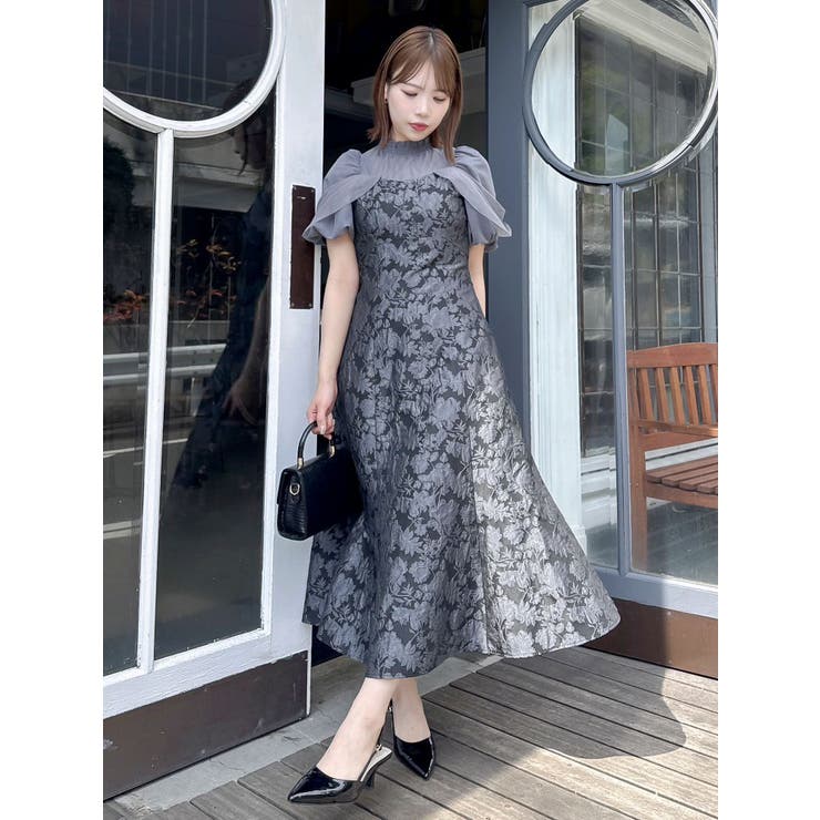 シアーベールジャガードワンピース[品番：MKSW0063399]｜dazzlin