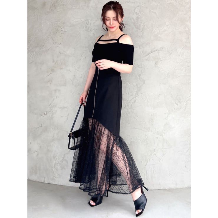 スパンコールチュールZIPフレアスカート[品番：MKSW0057890]｜RESEXXY