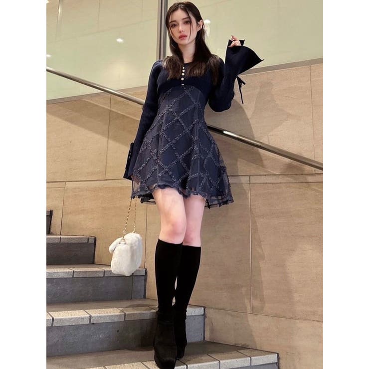 ドッキングフレアミニニットワンピース[品番：MKSW0061344]｜RESEXXY