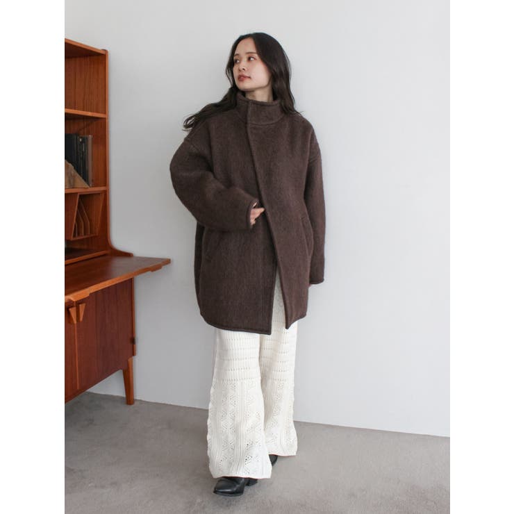 アルパカ混ミドル丈スタンドカラーコート[品番：MKSW0067020]｜Ungrid