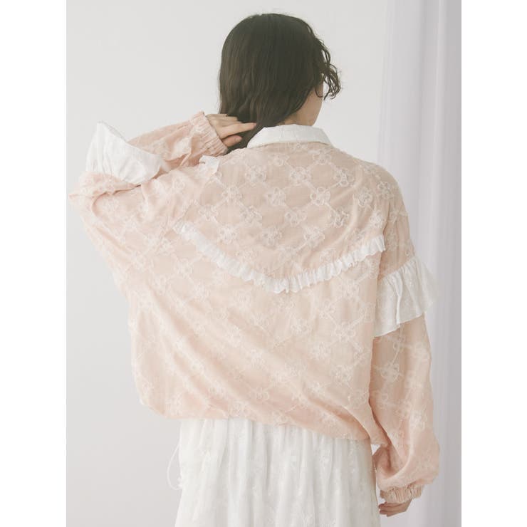 flower frill laceブルゾン[品番：MKSW0065063]｜merry jenny