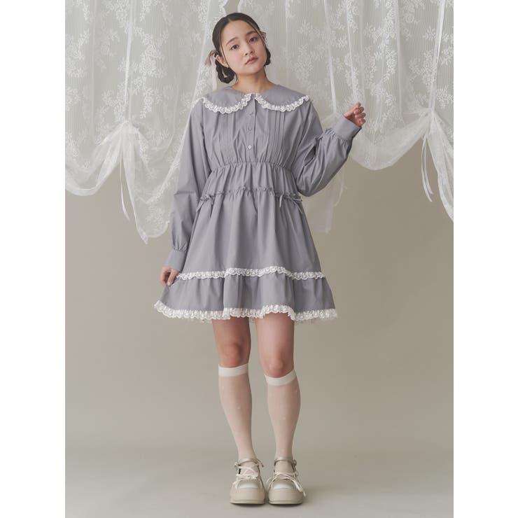 ピンタックフレアミニワンピース[品番：MKSW0062127]｜merry jenny