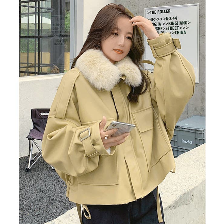 ファーライダースジャケットフェイクレザー[品番：AGCW0006149