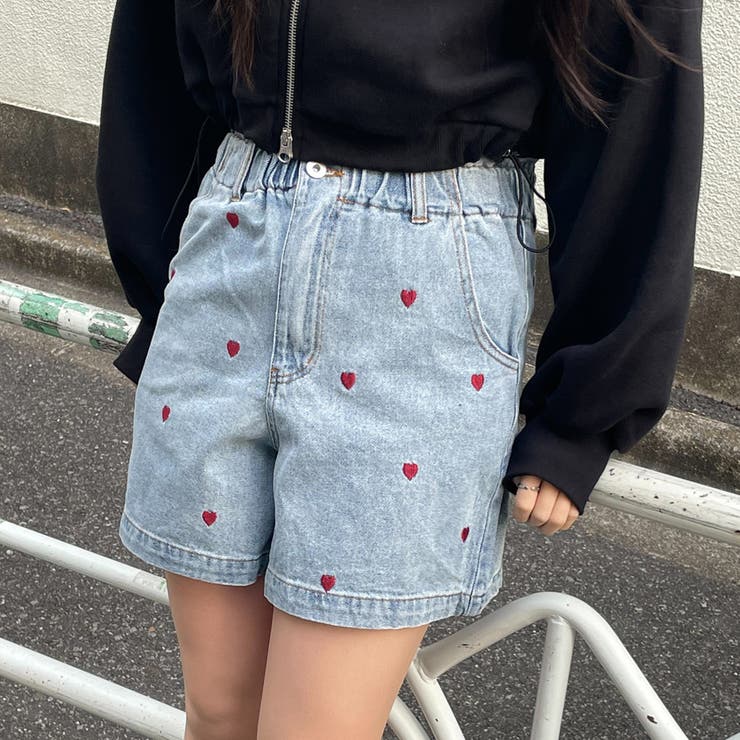 デニムハート刺繍ショートパンツ[品番：OLOW0012166]｜RMAF NICE CLAUP