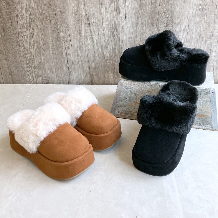 フェイクファー プラットフォーム もこもこサボサンダル[品番