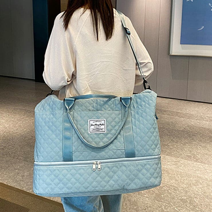 大容量】独立収納付きキルティングボストンバッグ トラベルバッグ 旅行
