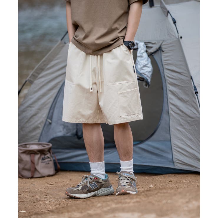ハーフパンツ【HOOK】アウトドアにも！ビッグポケットハーフカーゴ